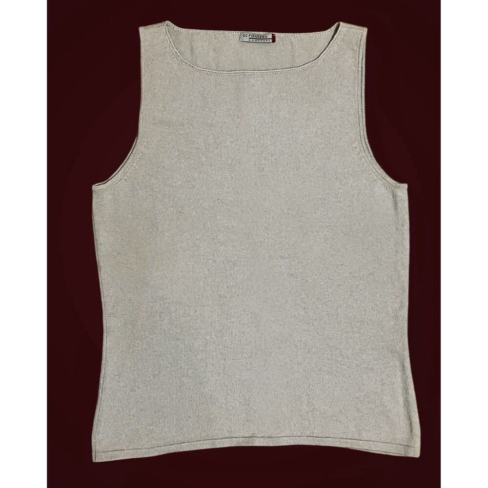 GC Fontana Cashmere Sleeveless Sweater Top Beige Women’s Large
